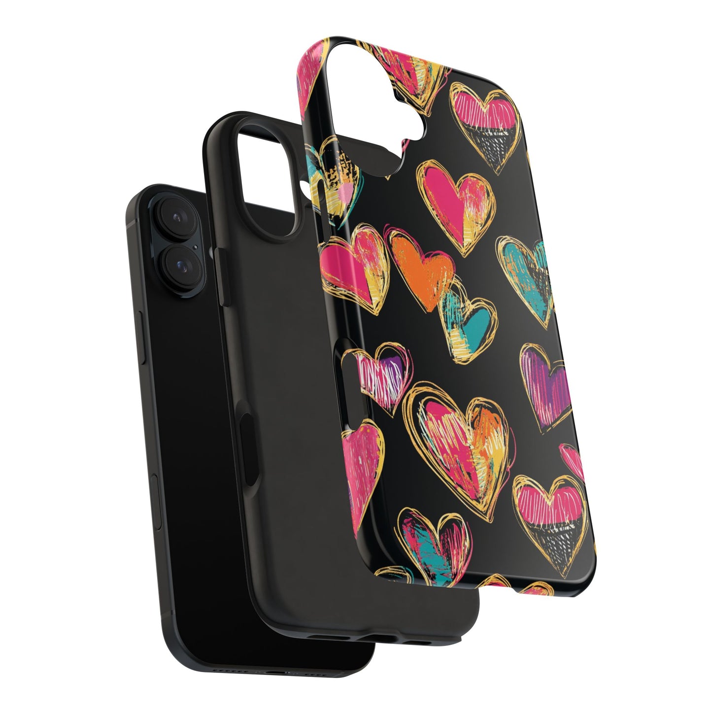 Love is in the Air | Colorful Chalk Hearts Design Phone Case