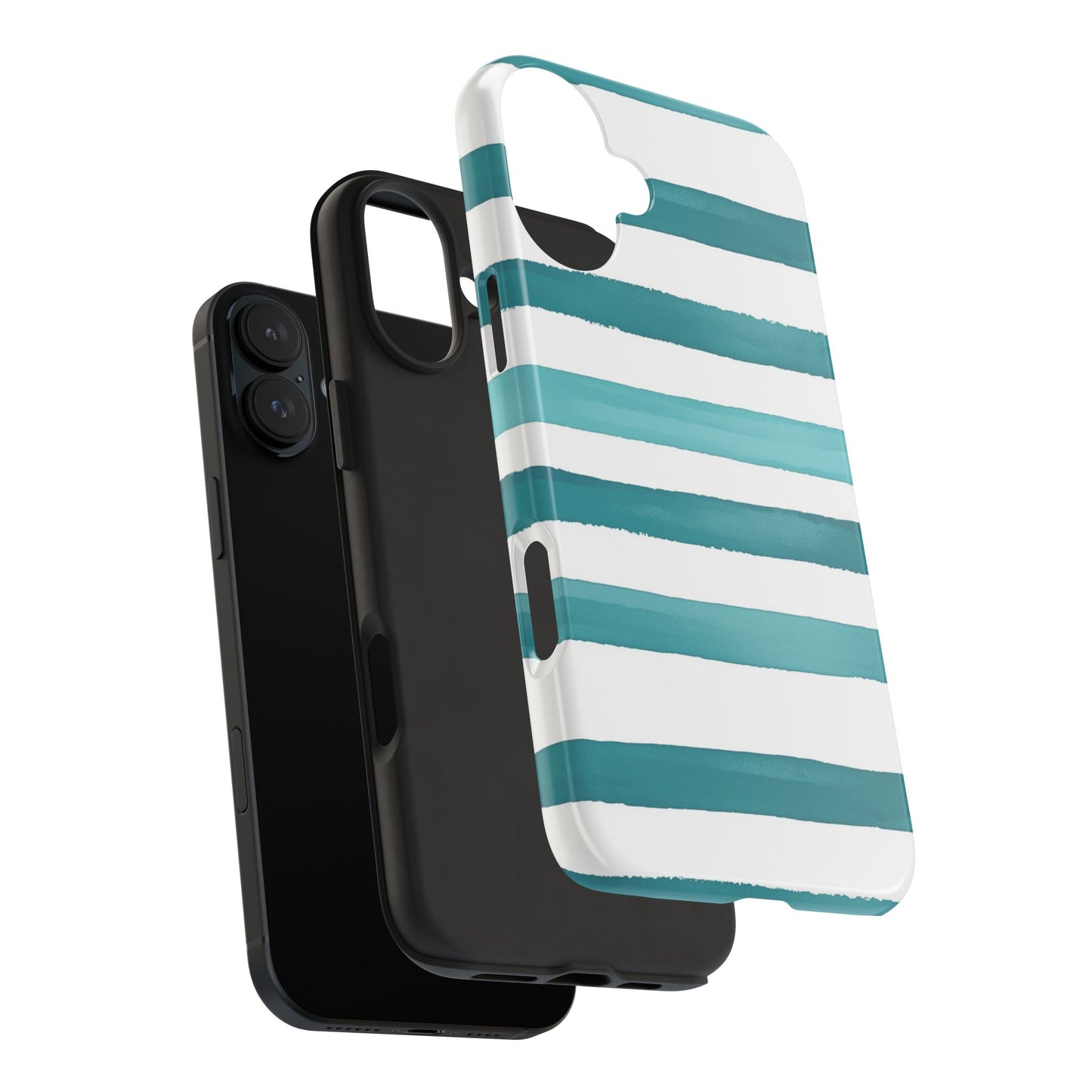Vibrant Lines | Teal Ocean Striped Tough Phone Case