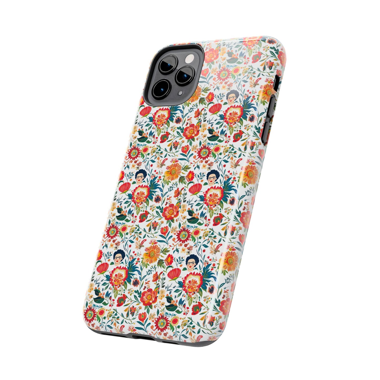 Frida Collection | Colorful Frida Kahlo Tough Phone Case for iPhone, Protective Case, Hard Shell Cover, Shockproof Case, Flower Pattern, Floral Design