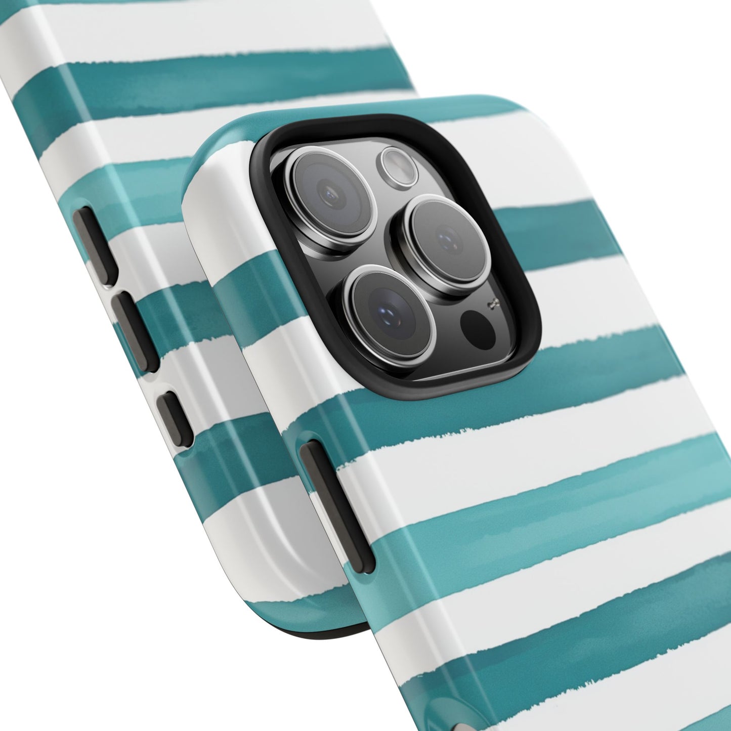 Vibrant Lines | Teal Ocean Striped Tough Phone Case