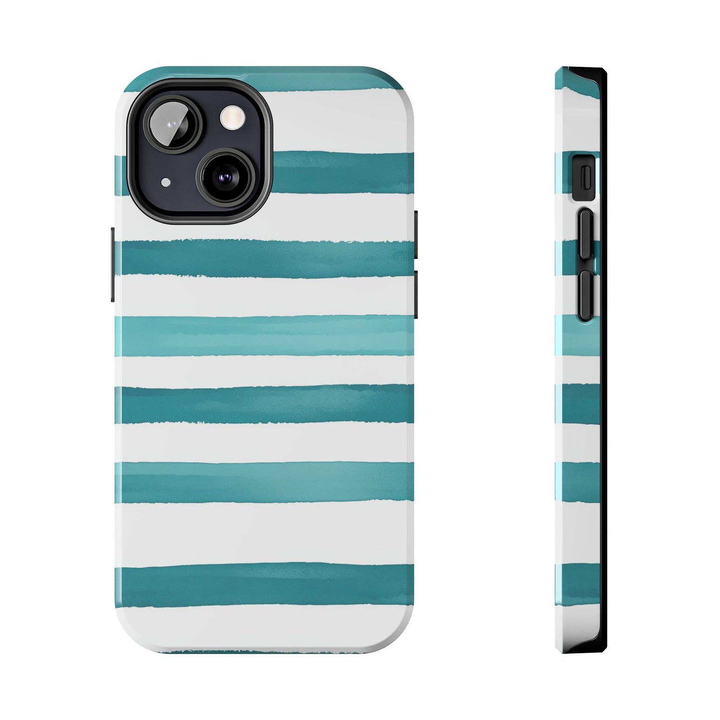 Vibrant Lines | Teal Ocean Striped Tough Phone Case