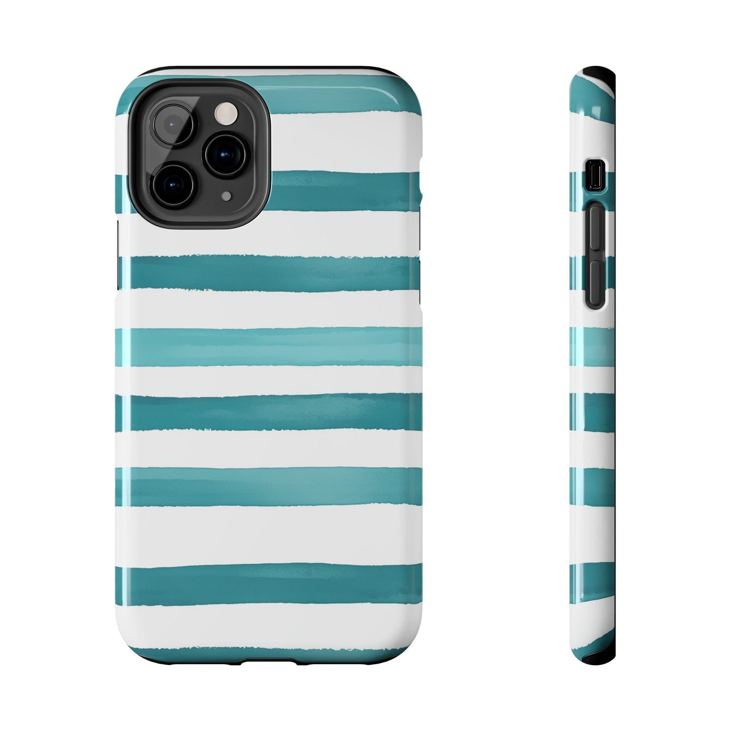 Vibrant Lines | Teal Ocean Striped Tough Phone Case