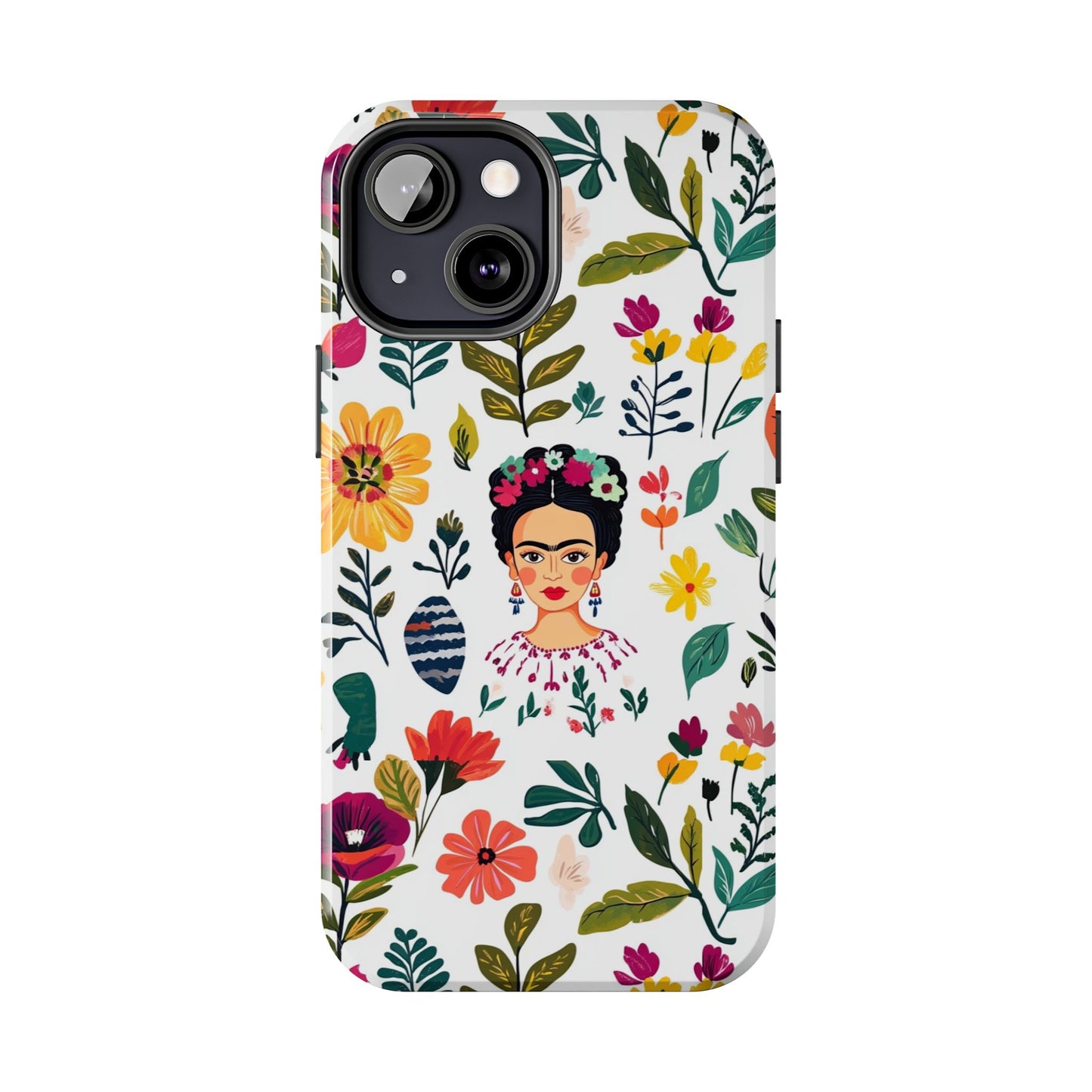 Frida Collection | Frida Kahlo Among Flowers, Colorful Mexican Inspired, Tough Phone Cases, Protective Cell Phone Cover, Hard Shell Phone