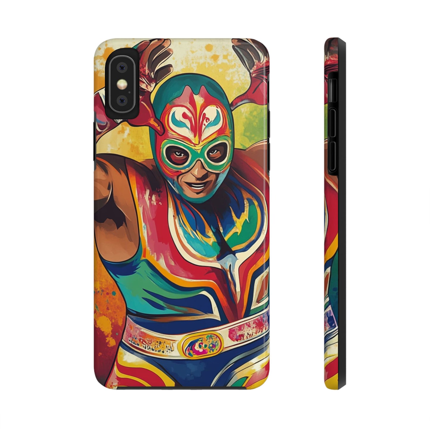 Colorful Lucha Libre Wrestler Tough Phone Case - Protective Phone Cover, Fun Wrestling Fan Gift, Vibrant Masked Wrestler Phone