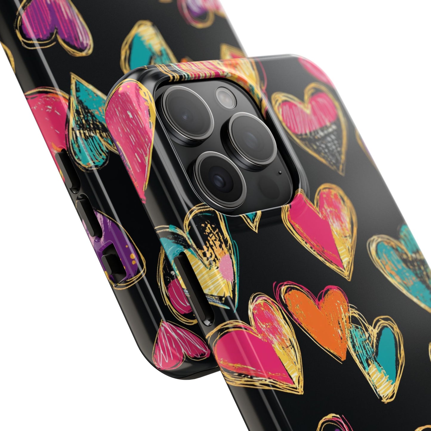 Love is in the Air | Colorful Chalk Hearts Design Phone Case