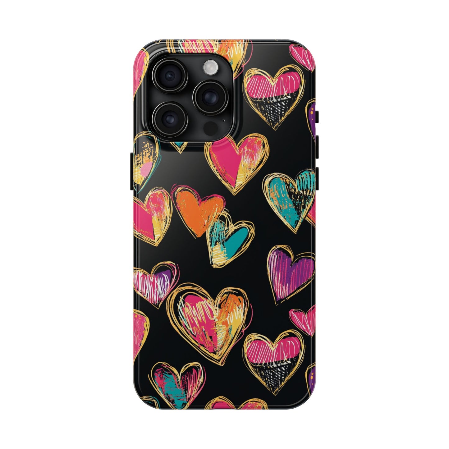 Love is in the Air | Colorful Chalk Hearts Design Phone Case
