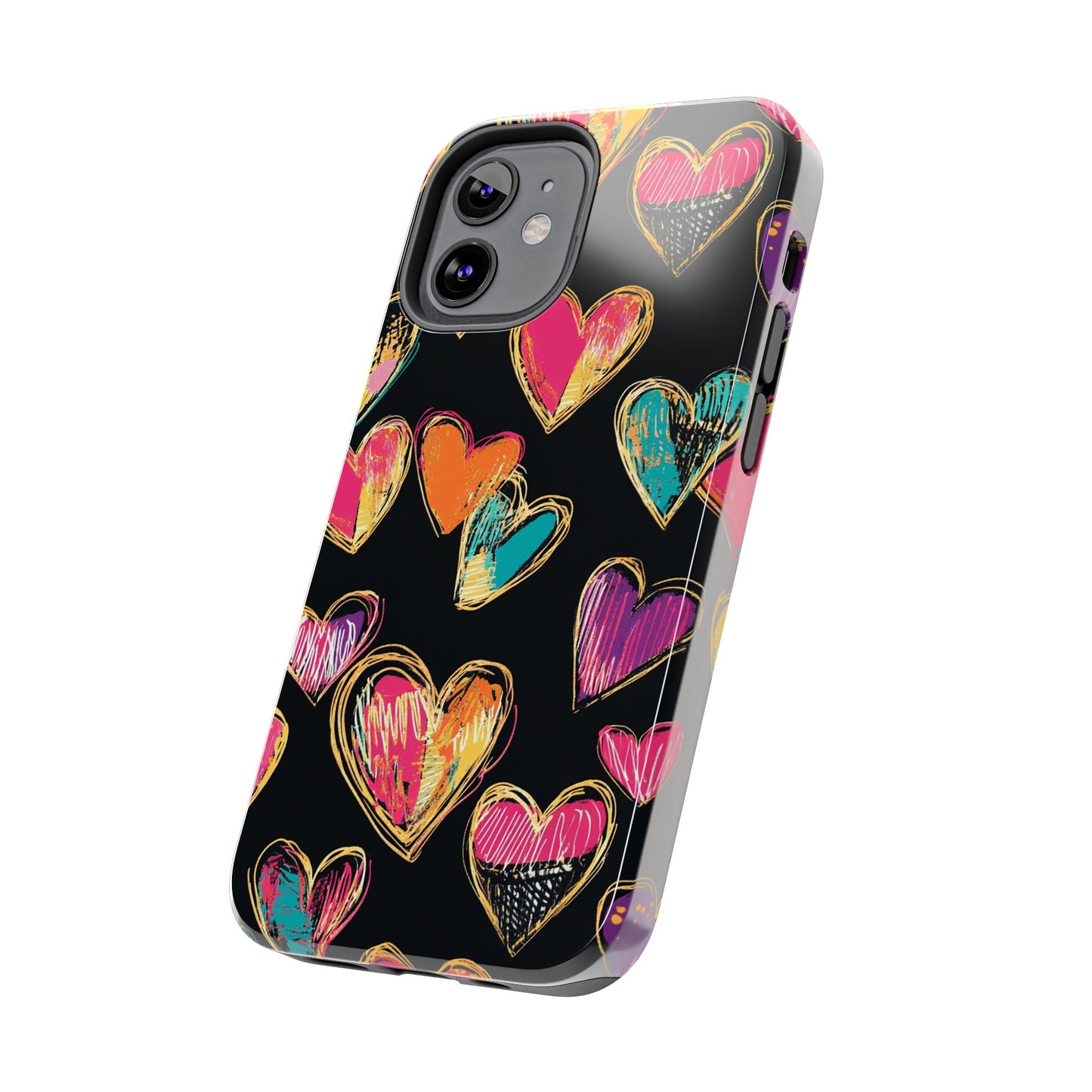 Love is in the Air | Colorful Chalk Hearts Design Phone Case