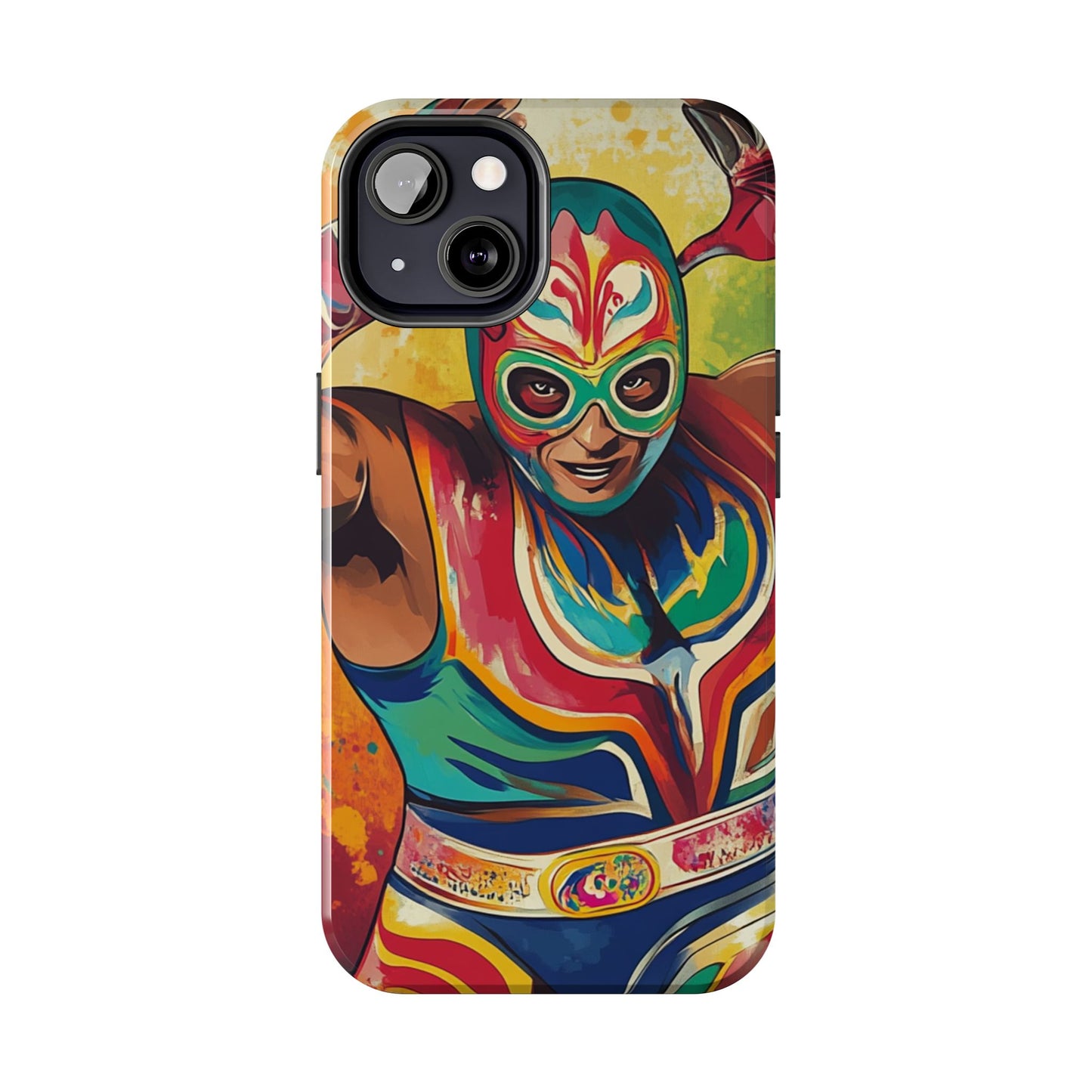 Colorful Lucha Libre Wrestler Tough Phone Case - Protective Phone Cover, Fun Wrestling Fan Gift, Vibrant Masked Wrestler Phone