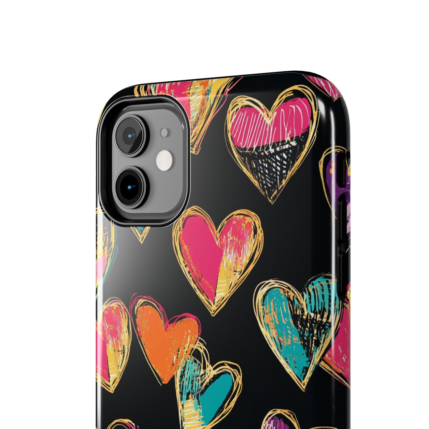 Love is in the Air | Colorful Chalk Hearts Design Phone Case