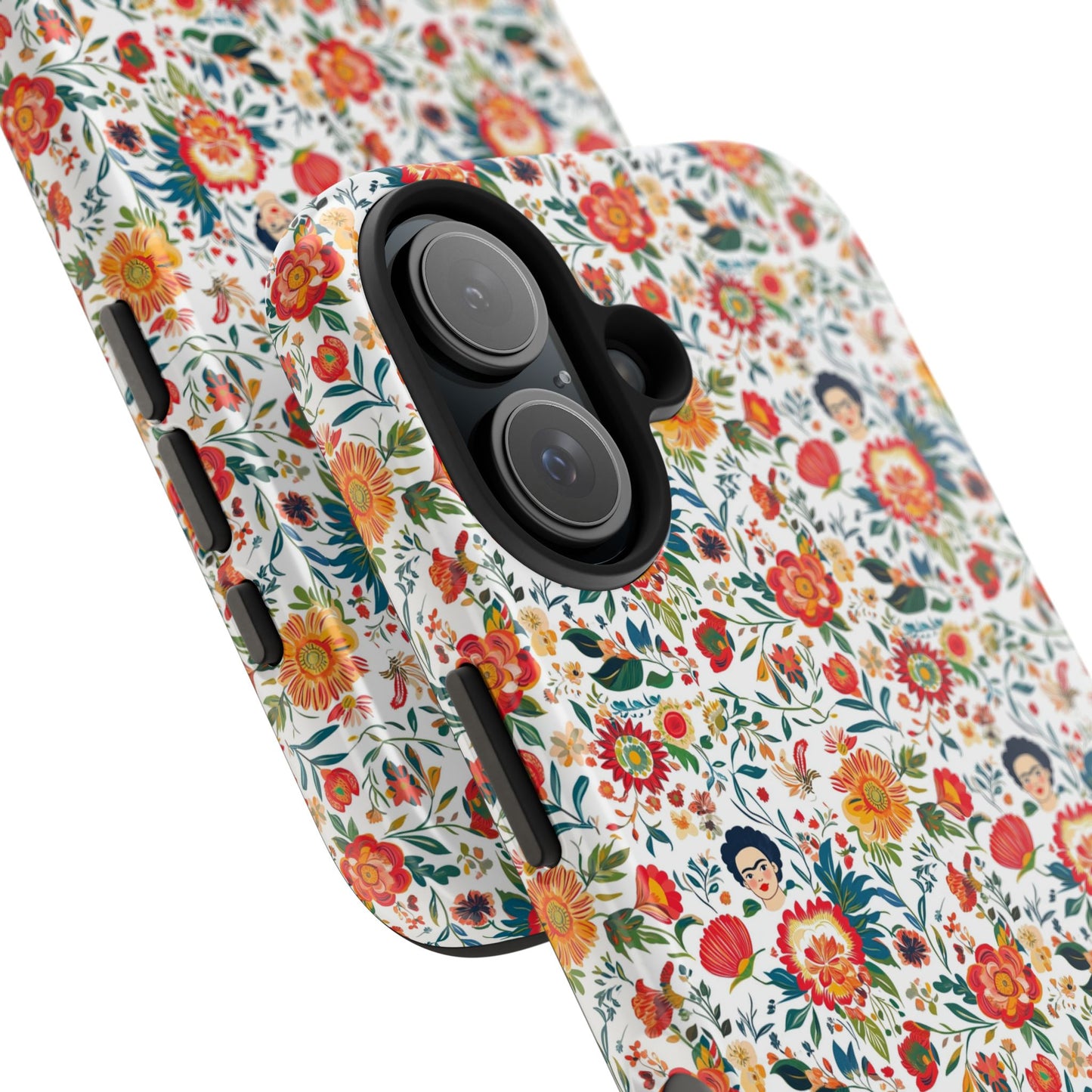 Frida Collection | Colorful Frida Kahlo Tough Phone Case for iPhone, Protective Case, Hard Shell Cover, Shockproof Case, Flower Pattern, Floral Design