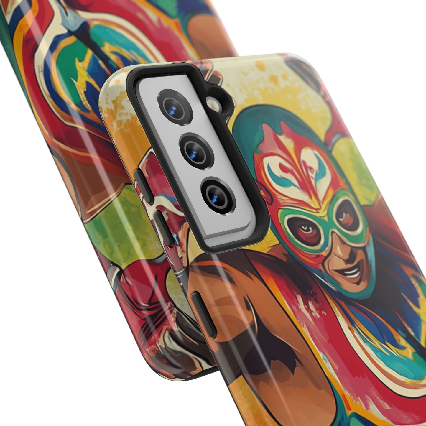 Colorful Lucha Libre Wrestler Tough Phone Case - Protective Phone Cover, Fun Wrestling Fan Gift, Vibrant Masked Wrestler Phone