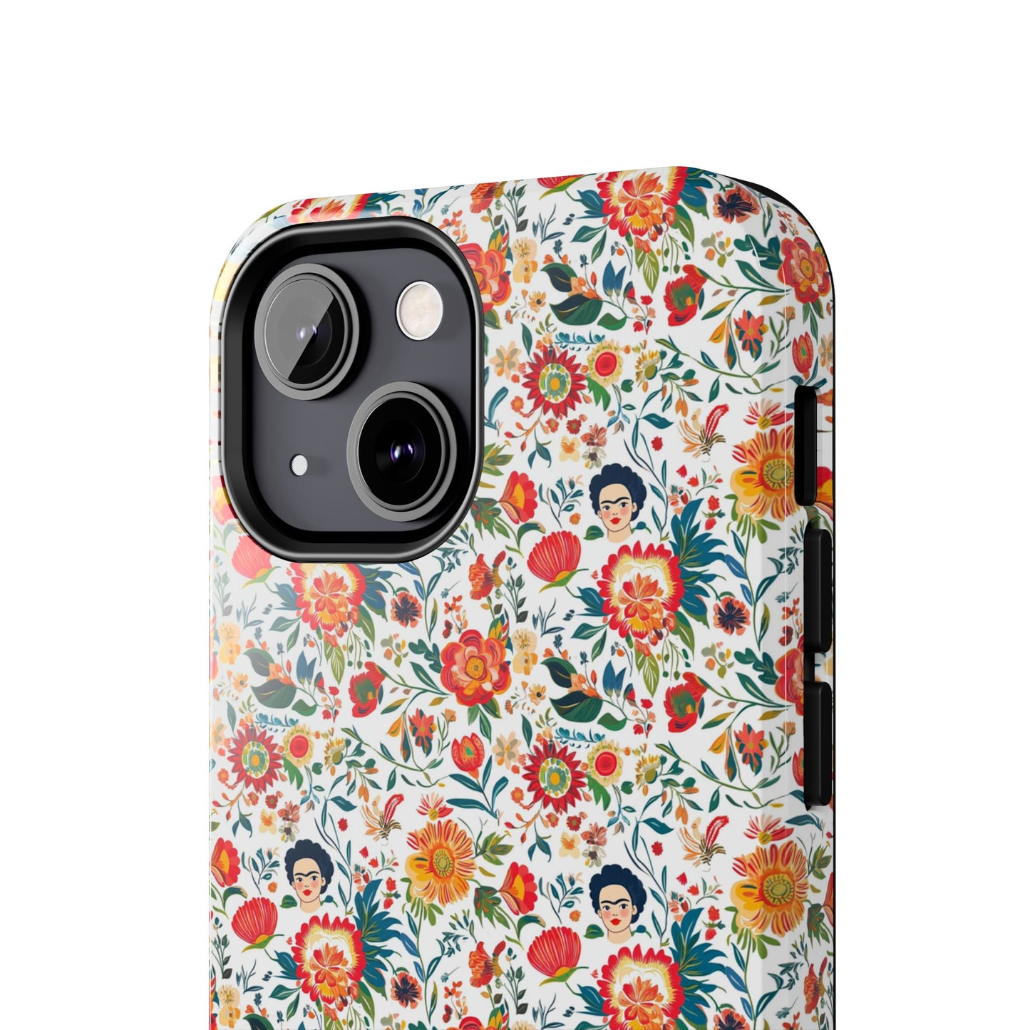 Frida Collection | Colorful Frida Kahlo Tough Phone Case for iPhone, Protective Case, Hard Shell Cover, Shockproof Case, Flower Pattern, Floral Design