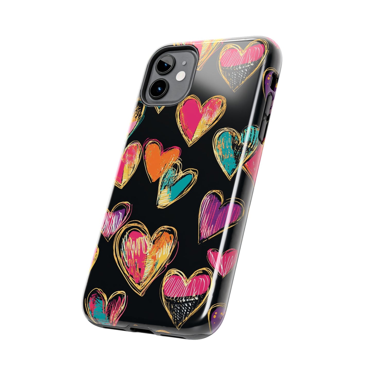 Love is in the Air | Colorful Chalk Hearts Design Phone Case