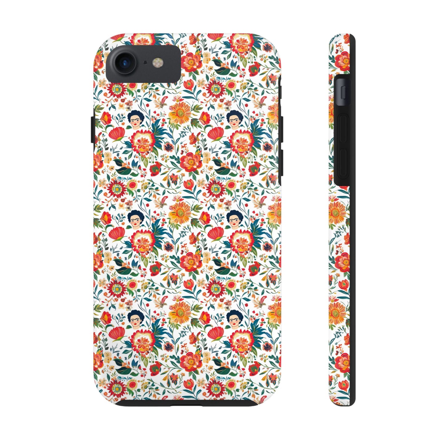 Frida Collection | Colorful Frida Kahlo Tough Phone Case for iPhone, Protective Case, Hard Shell Cover, Shockproof Case, Flower Pattern, Floral Design