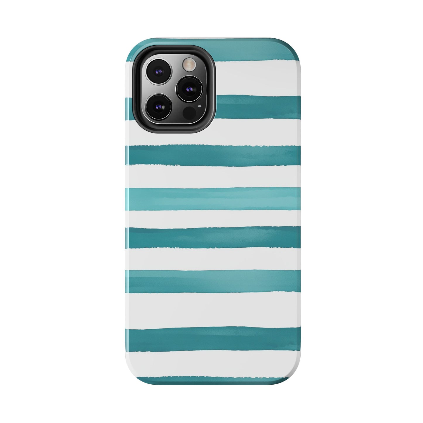 Vibrant Lines | Teal Ocean Striped Tough Phone Case