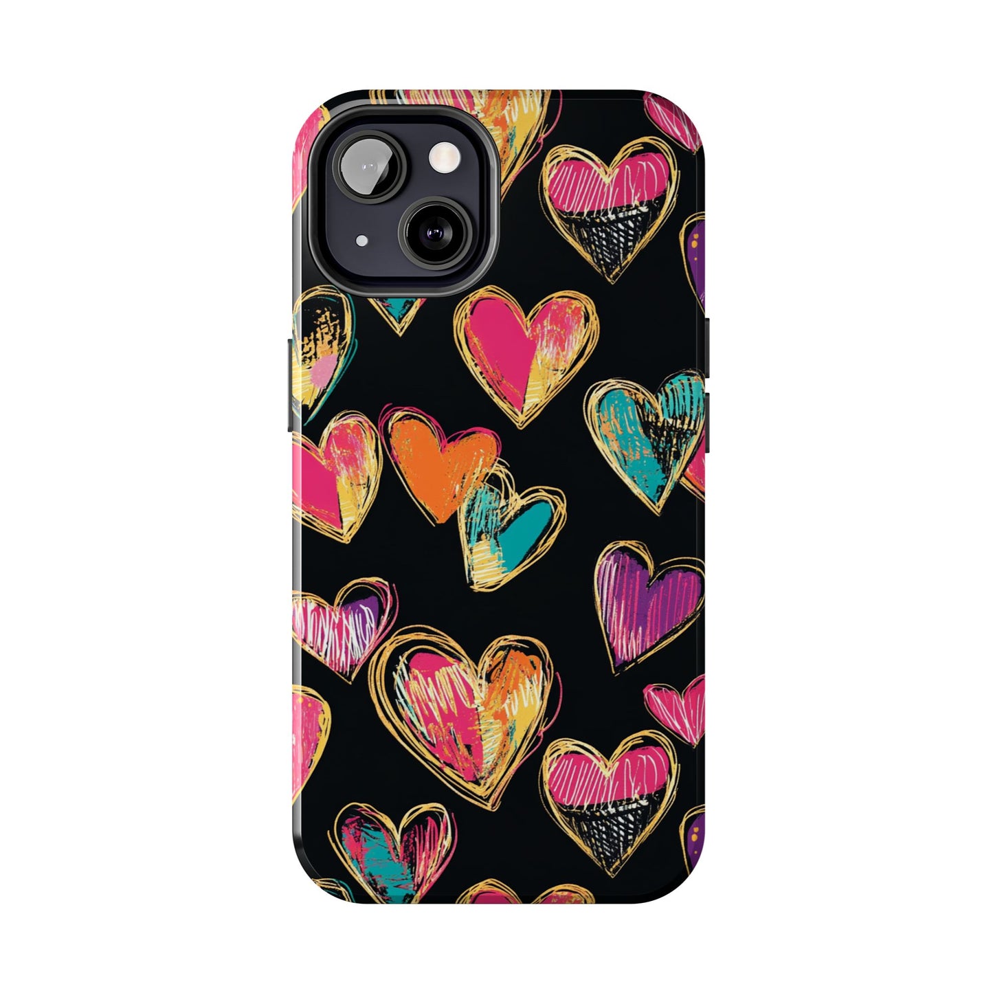 Love is in the Air | Colorful Chalk Hearts Design Phone Case