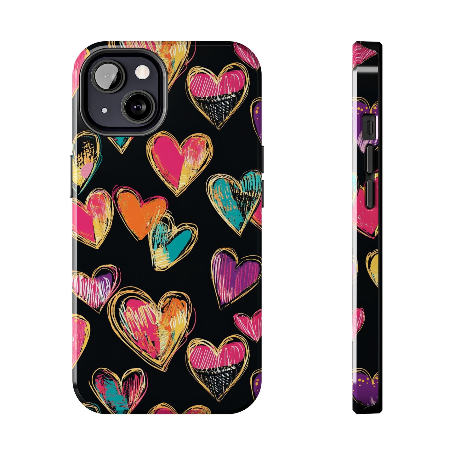 Love is in the Air | Colorful Chalk Hearts Design Phone Case