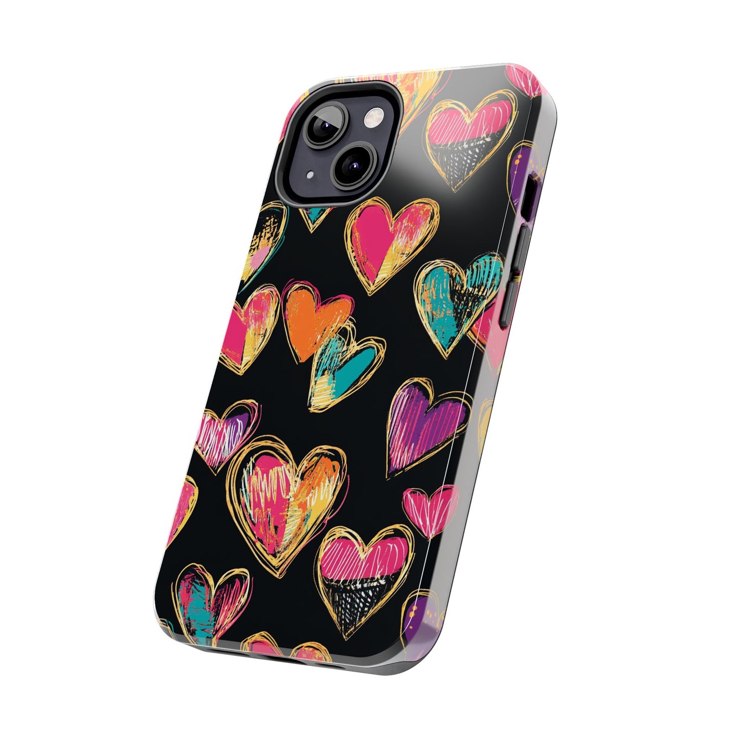 Love is in the Air | Colorful Chalk Hearts Design Phone Case