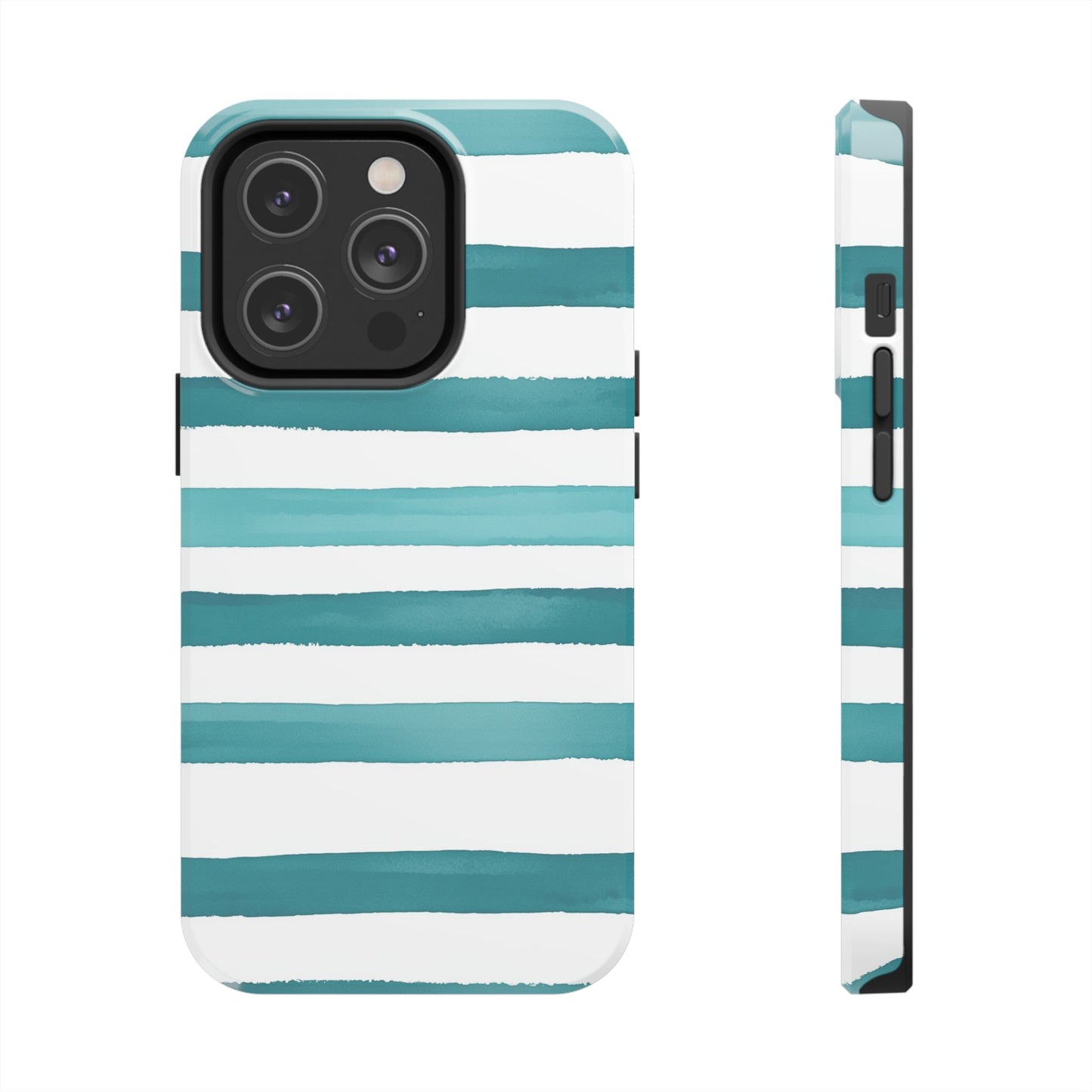 Vibrant Lines | Teal Ocean Striped Tough Phone Case