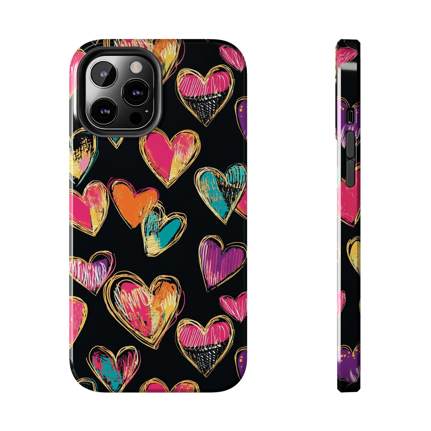 Love is in the Air | Colorful Chalk Hearts Design Phone Case