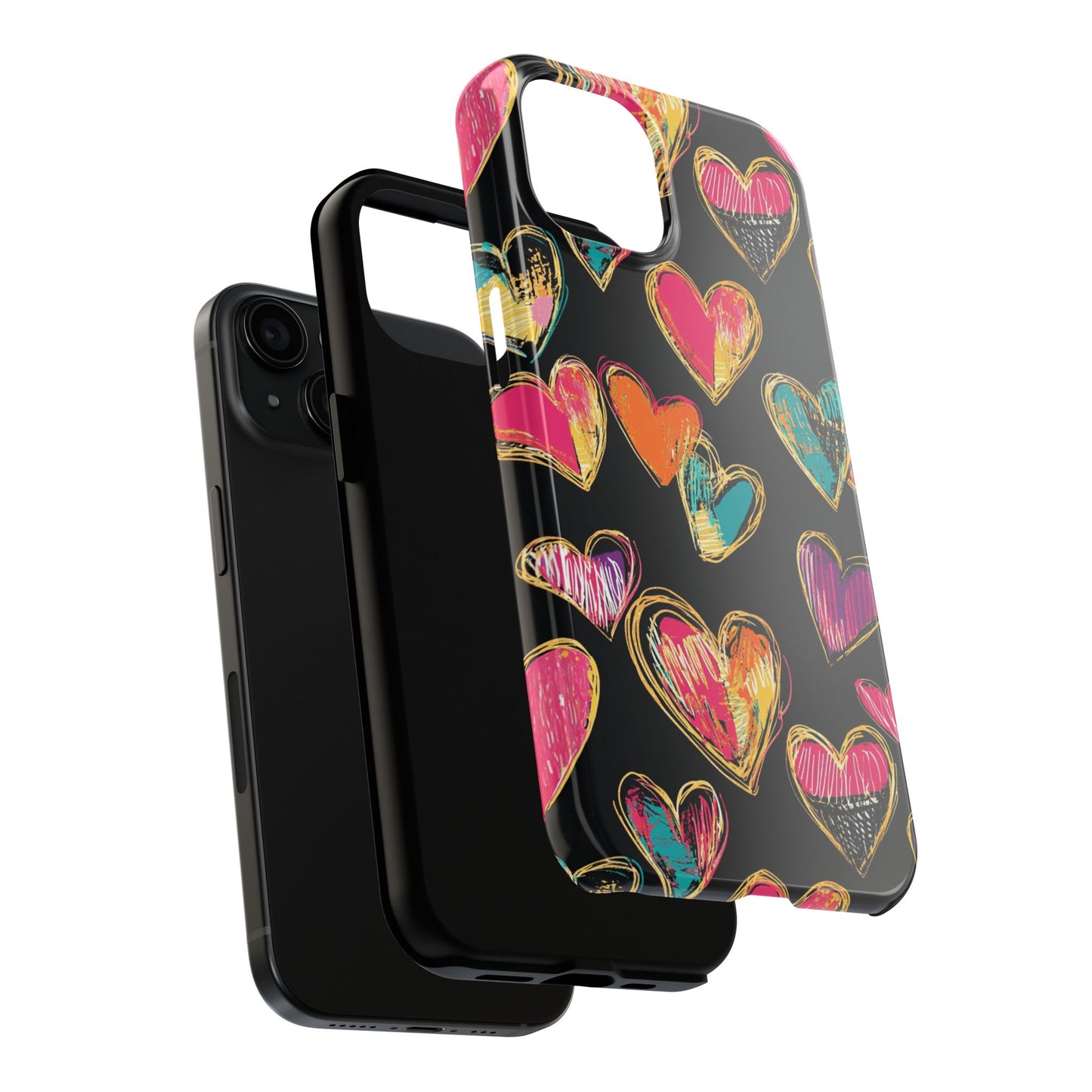 Love is in the Air | Colorful Chalk Hearts Design Phone Case