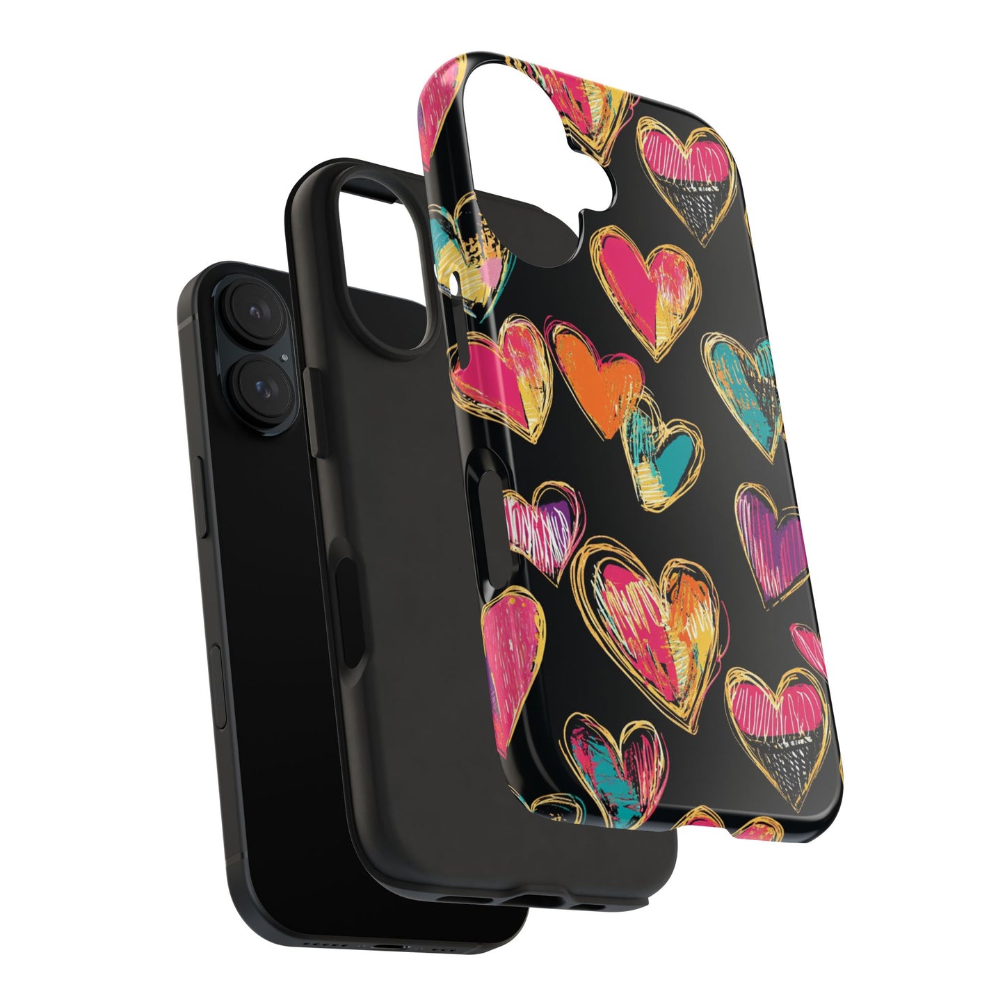 Love is in the Air | Colorful Chalk Hearts Design Phone Case
