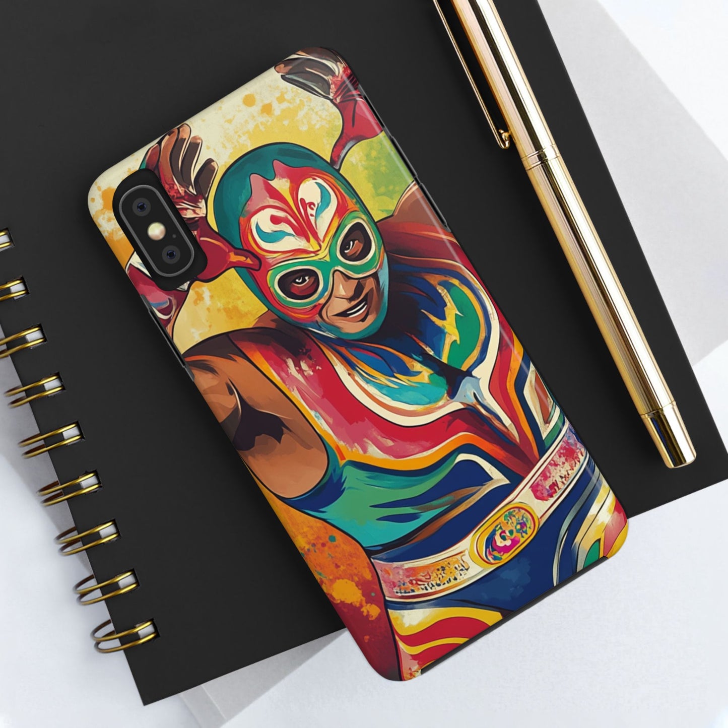 Colorful Lucha Libre Wrestler Tough Phone Case - Protective Phone Cover, Fun Wrestling Fan Gift, Vibrant Masked Wrestler Phone