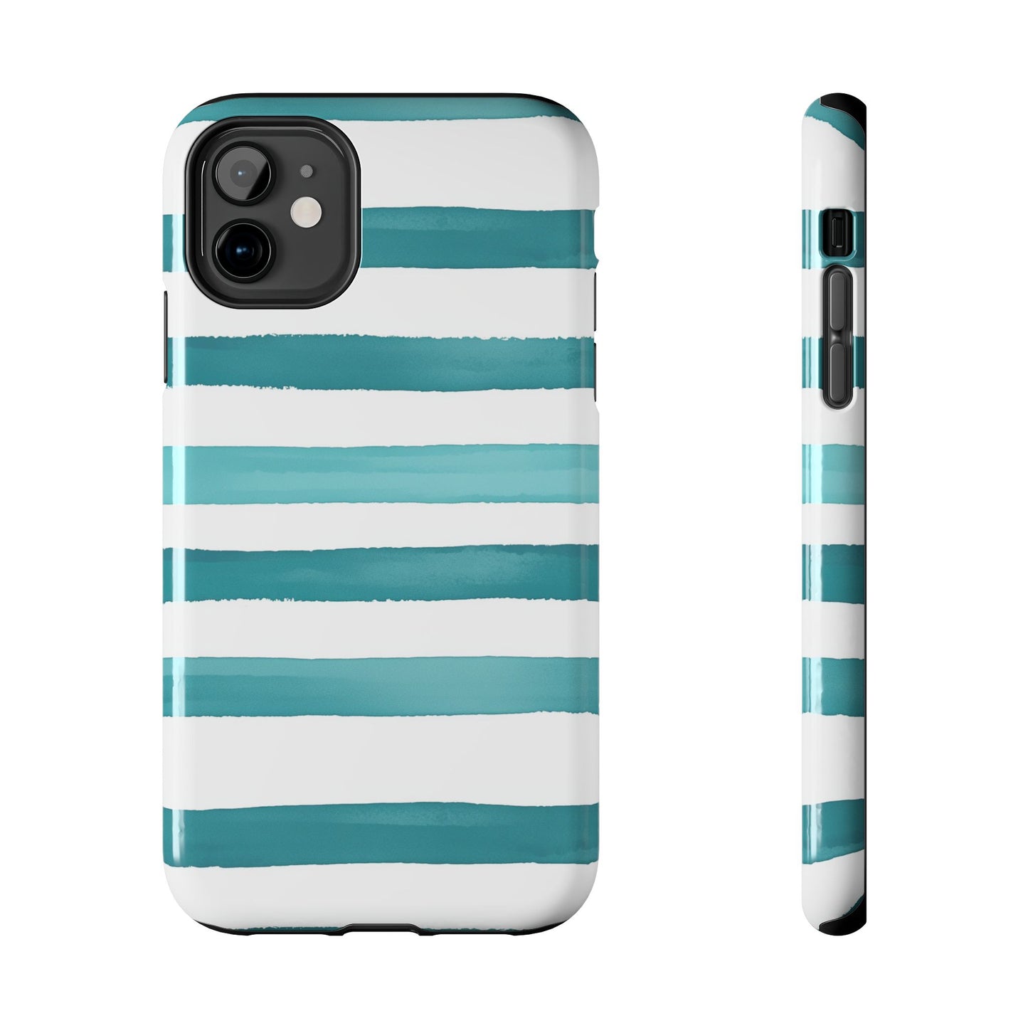 Vibrant Lines | Teal Ocean Striped Tough Phone Case