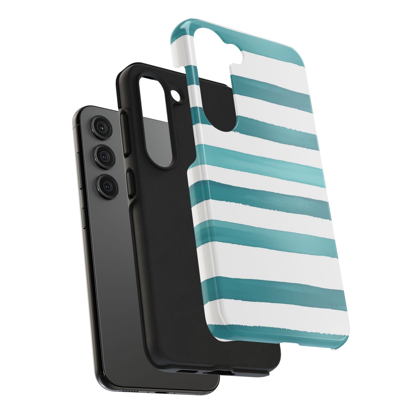 Vibrant Lines | Teal Ocean Striped Tough Phone Case