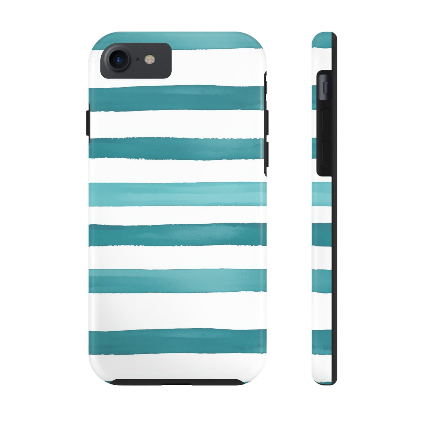 Vibrant Lines | Teal Ocean Striped Tough Phone Case