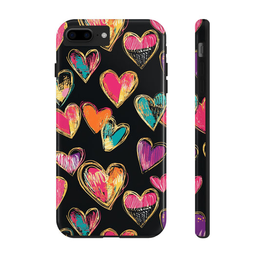Love is in the Air | Colorful Chalk Hearts Design Phone Case