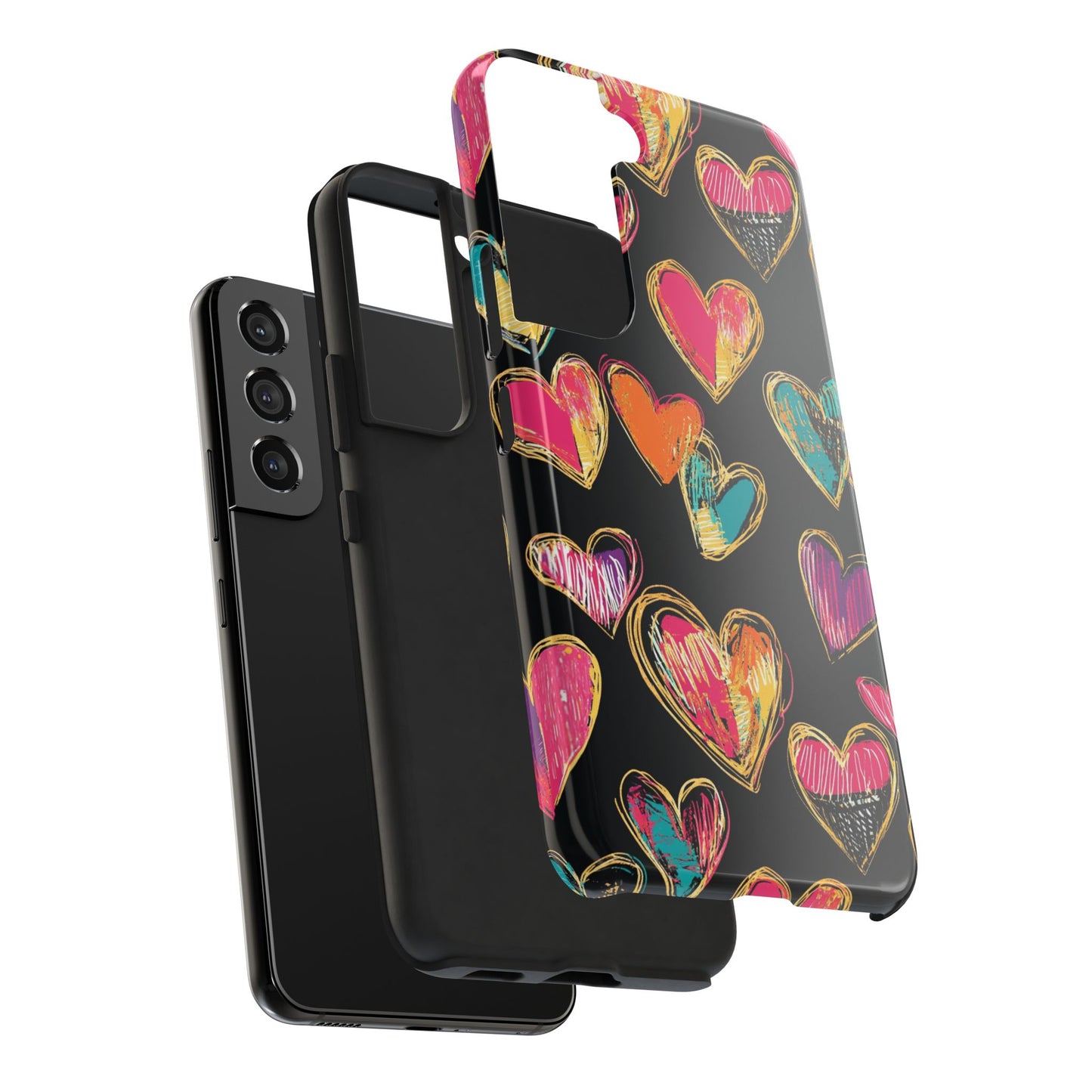 Love is in the Air | Colorful Chalk Hearts Design Phone Case