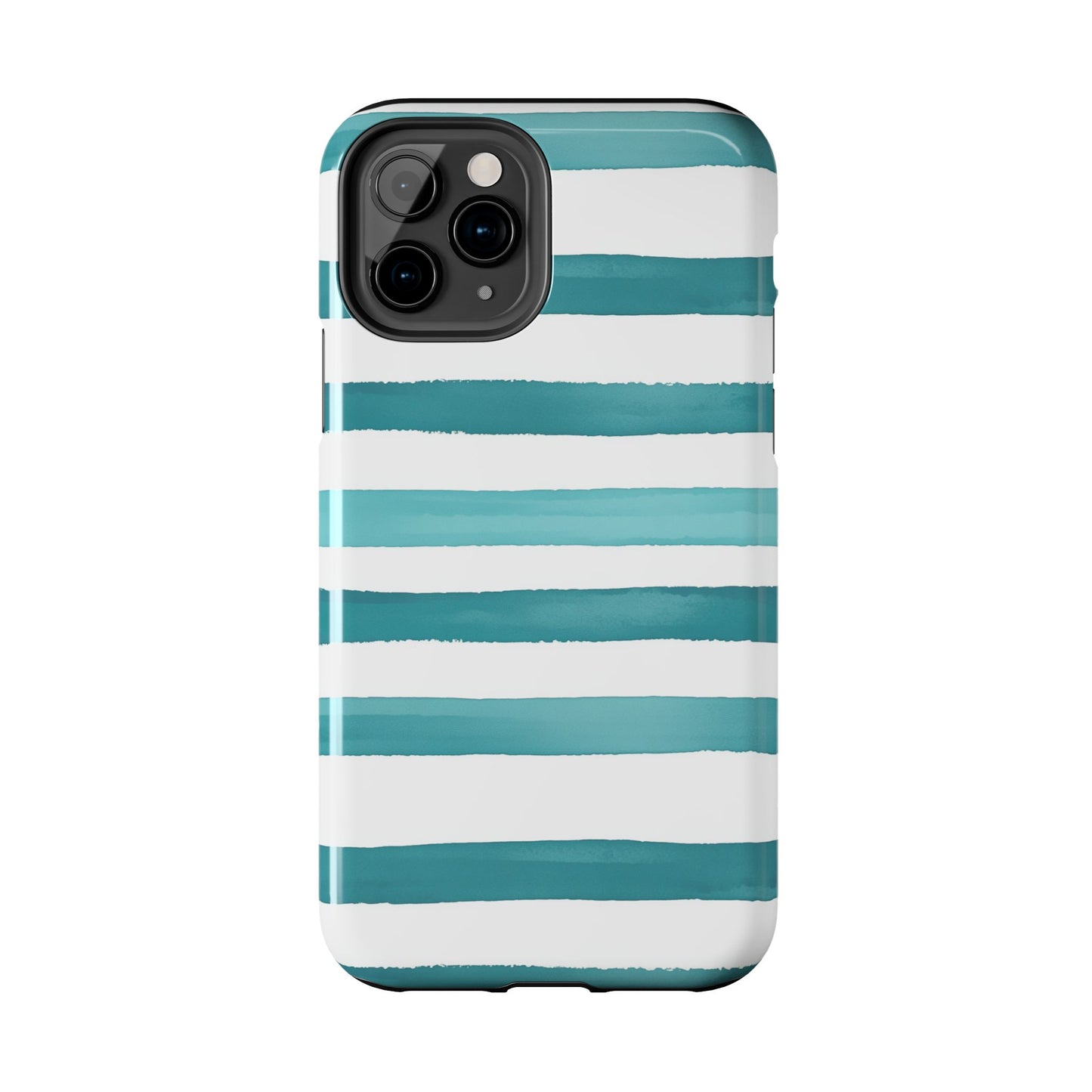 Vibrant Lines | Teal Ocean Striped Tough Phone Case