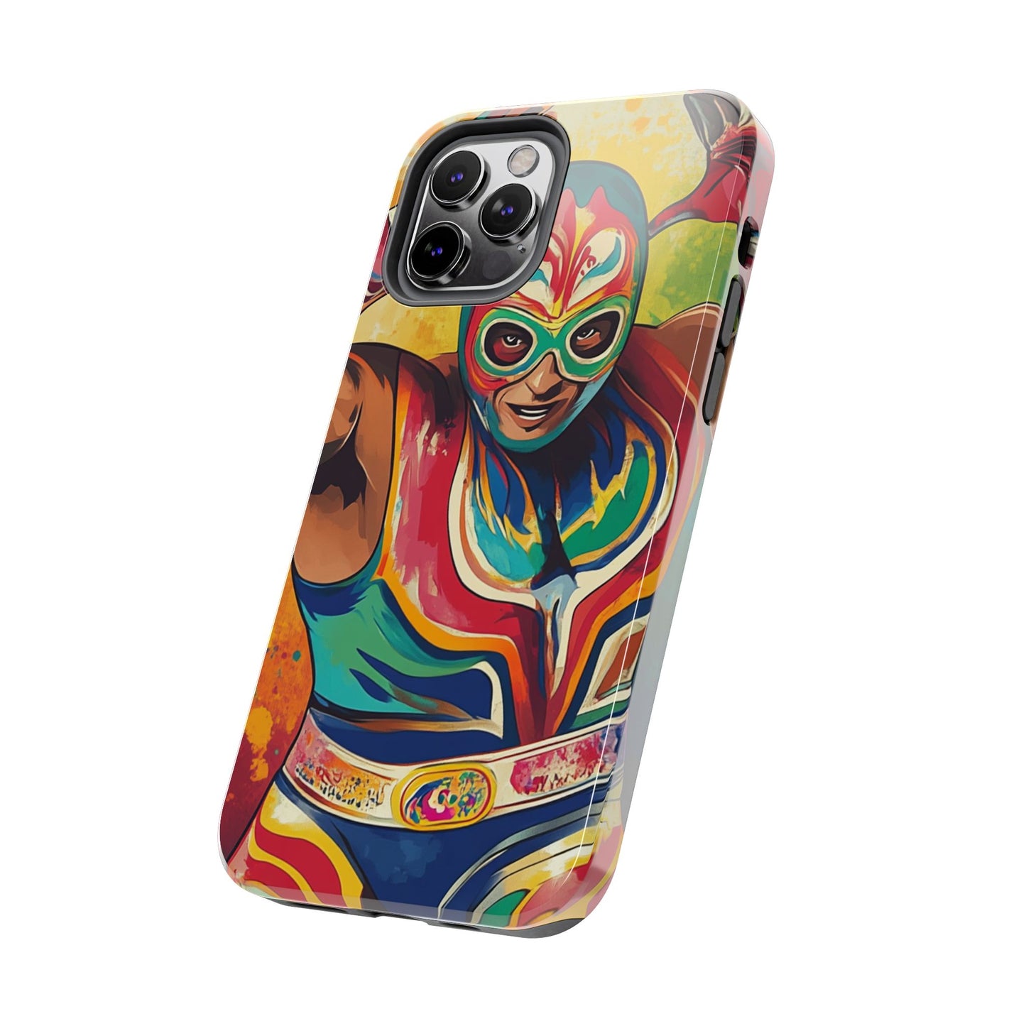 Colorful Lucha Libre Wrestler Tough Phone Case - Protective Phone Cover, Fun Wrestling Fan Gift, Vibrant Masked Wrestler Phone