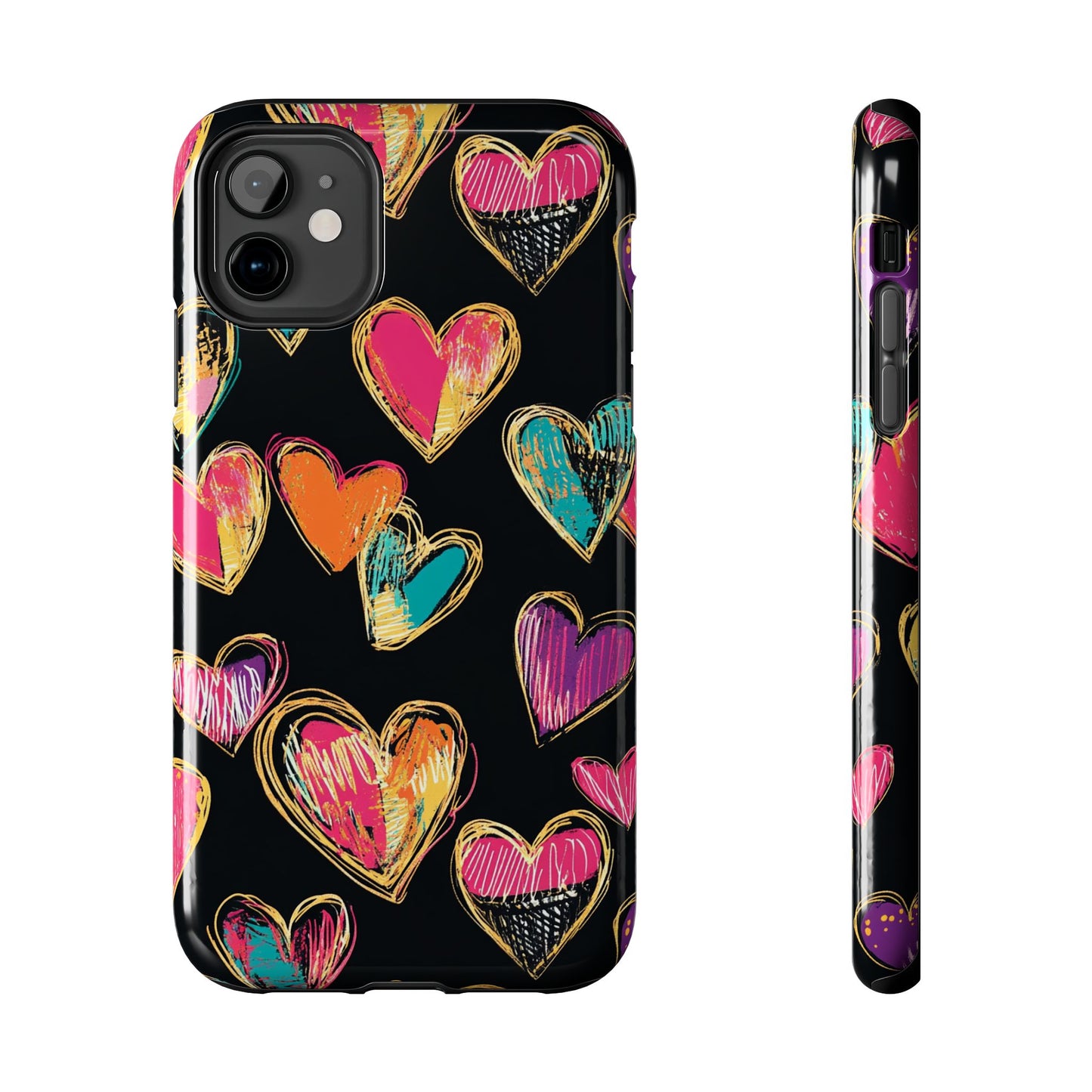 Love is in the Air | Colorful Chalk Hearts Design Phone Case
