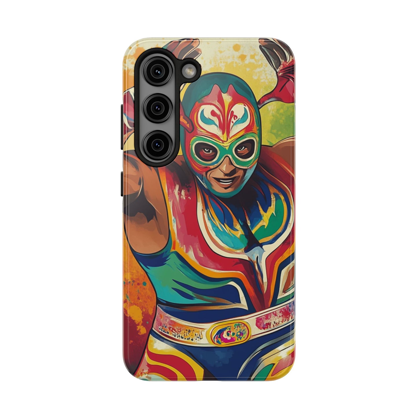 Colorful Lucha Libre Wrestler Tough Phone Case - Protective Phone Cover, Fun Wrestling Fan Gift, Vibrant Masked Wrestler Phone