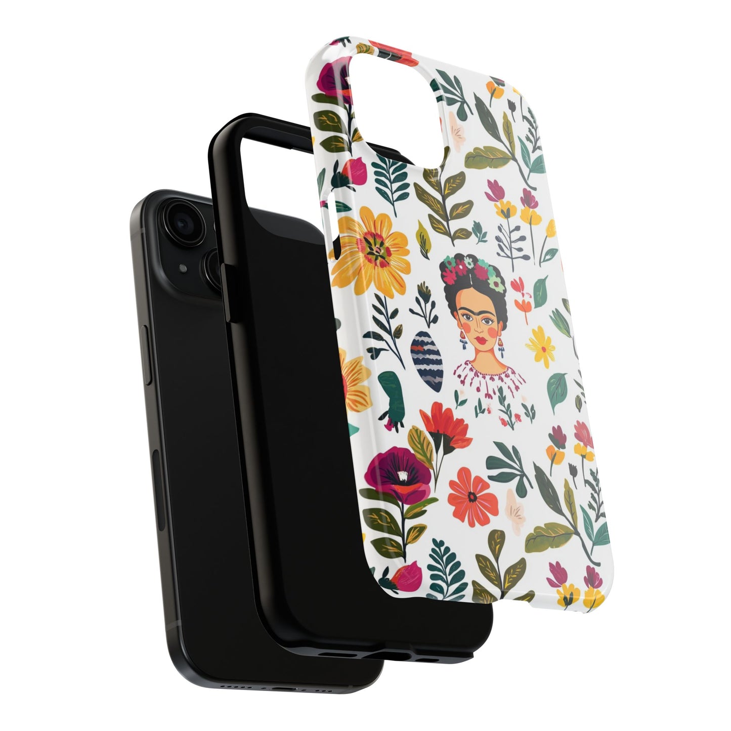 Frida Collection | Frida Kahlo Among Flowers, Colorful Mexican Inspired, Tough Phone Cases, Protective Cell Phone Cover, Hard Shell Phone