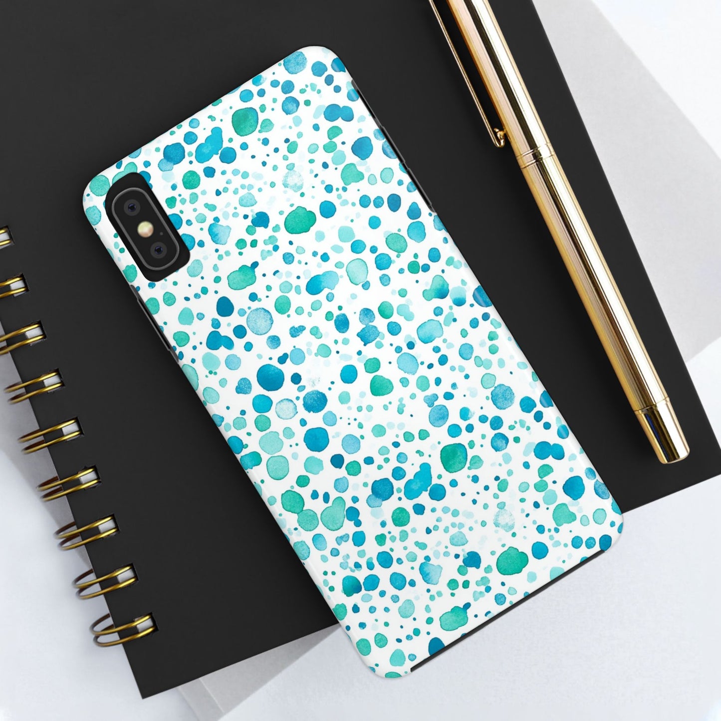 Trendy Spots | Aqua Watercolor Polka Dots Phone Case