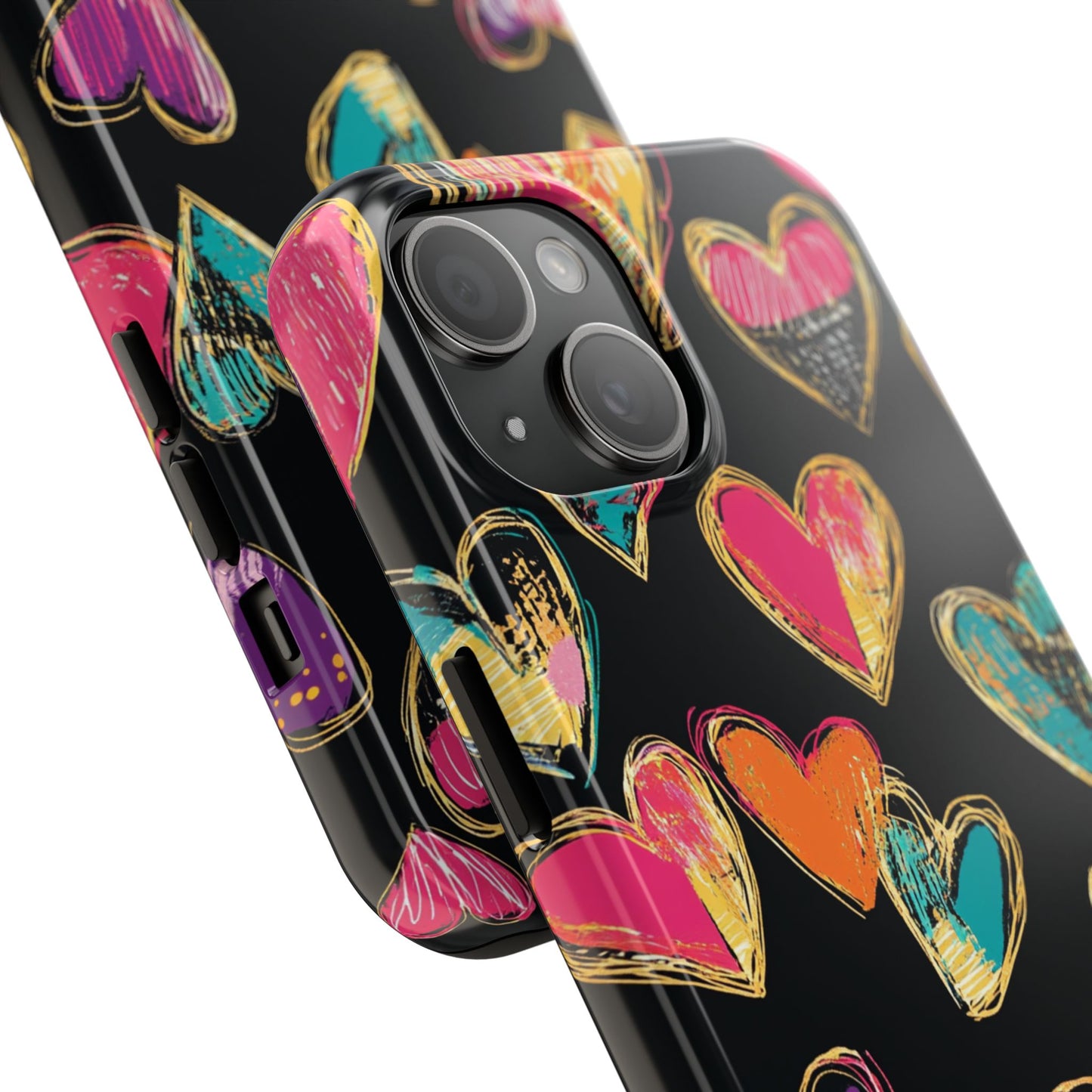Love is in the Air | Colorful Chalk Hearts Design Phone Case