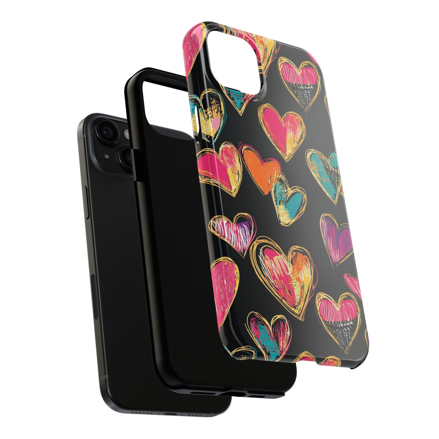 Love is in the Air | Colorful Chalk Hearts Design Phone Case