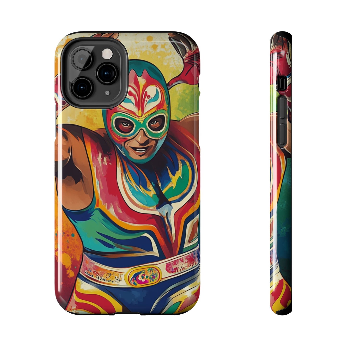 Colorful Lucha Libre Wrestler Tough Phone Case - Protective Phone Cover, Fun Wrestling Fan Gift, Vibrant Masked Wrestler Phone