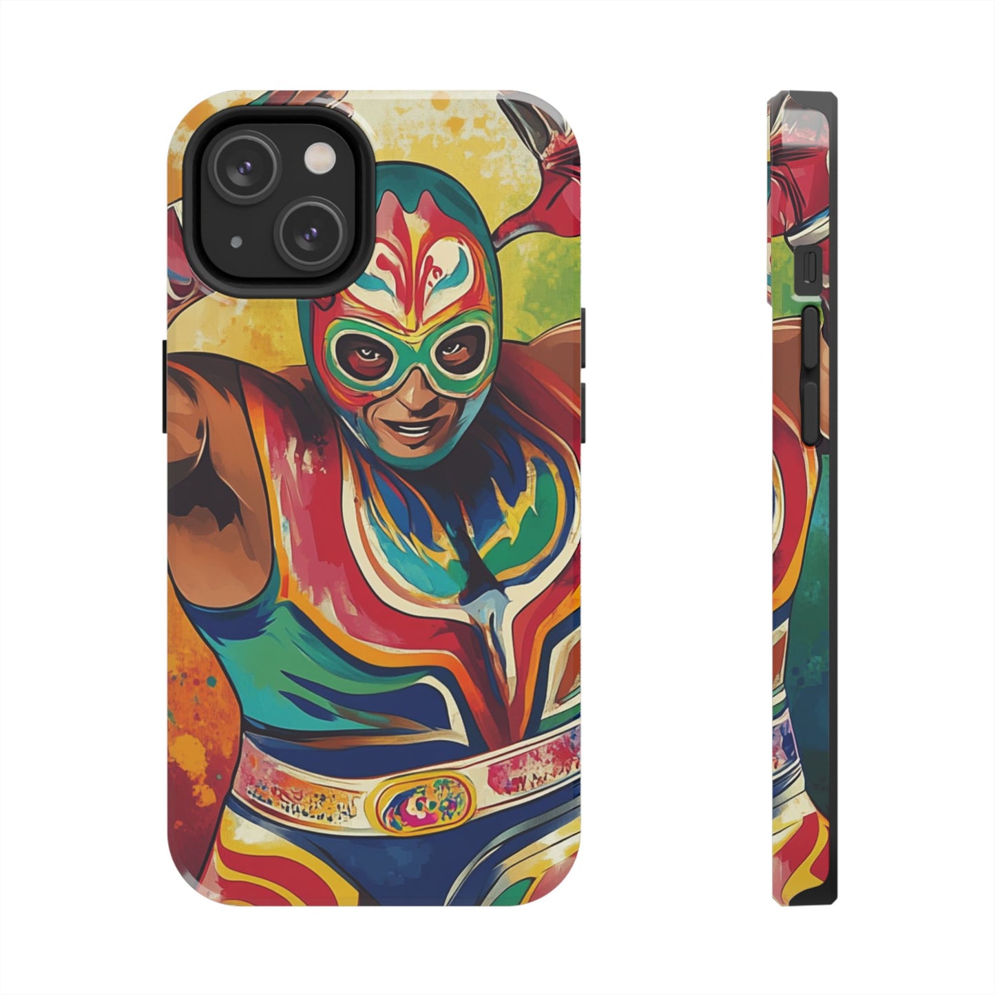 Colorful Lucha Libre Wrestler Tough Phone Case - Protective Phone Cover, Fun Wrestling Fan Gift, Vibrant Masked Wrestler Phone