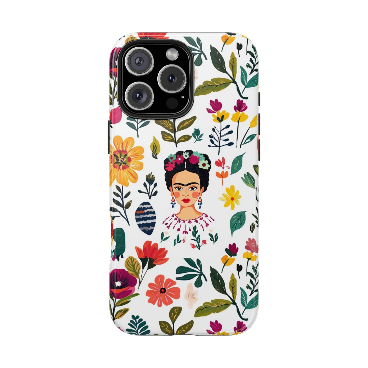 Frida Collection | Frida Kahlo Among Flowers, Colorful Mexican Inspired, Tough Phone Cases, Protective Cell Phone Cover, Hard Shell Phone