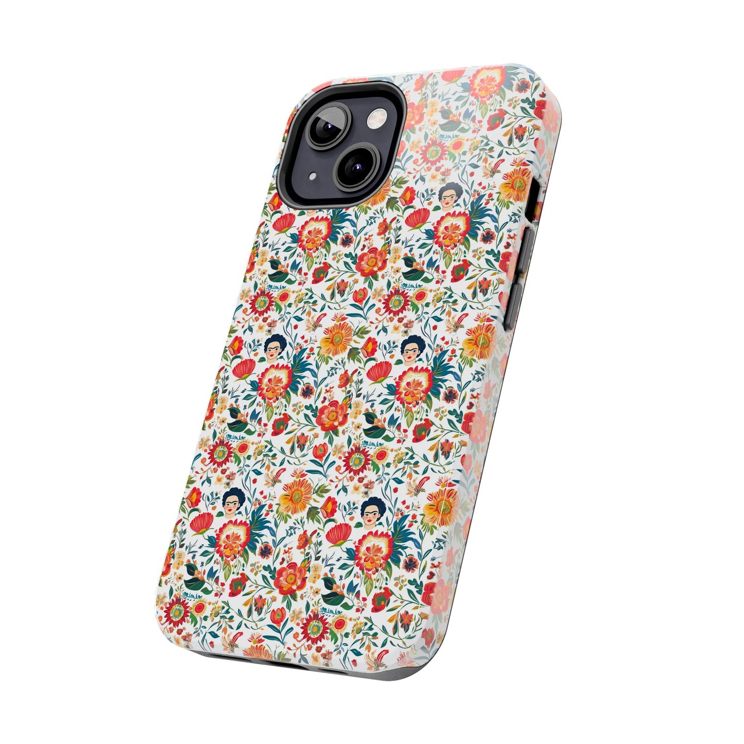 Frida Collection | Colorful Frida Kahlo Tough Phone Case for iPhone, Protective Case, Hard Shell Cover, Shockproof Case, Flower Pattern, Floral Design