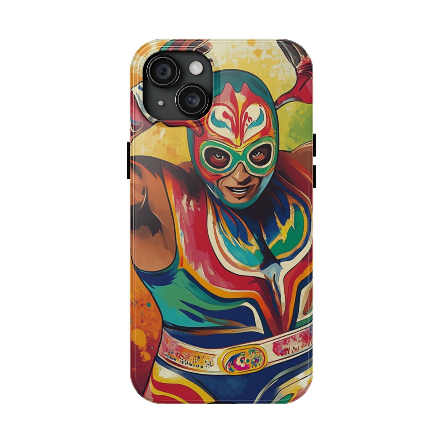 Colorful Lucha Libre Wrestler Tough Phone Case - Protective Phone Cover, Fun Wrestling Fan Gift, Vibrant Masked Wrestler Phone