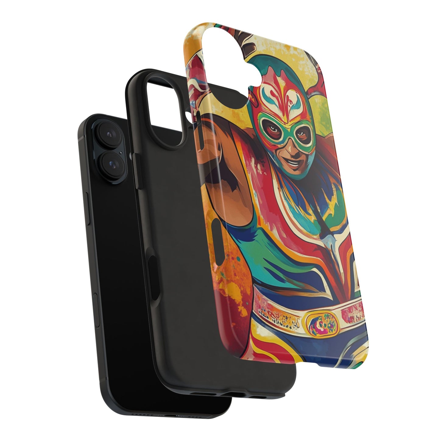 Colorful Lucha Libre Wrestler Tough Phone Case - Protective Phone Cover, Fun Wrestling Fan Gift, Vibrant Masked Wrestler Phone