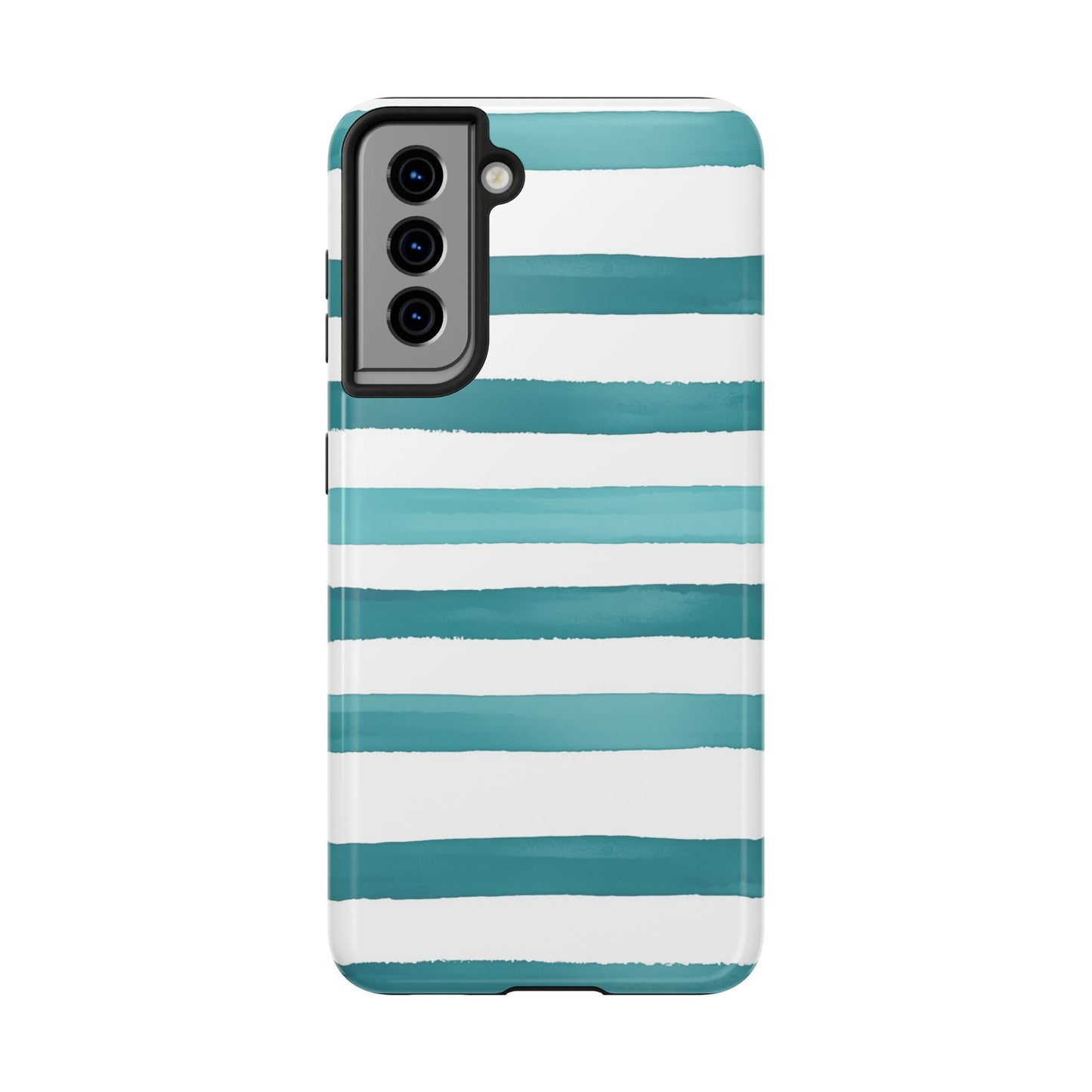 Vibrant Lines | Teal Ocean Striped Tough Phone Case