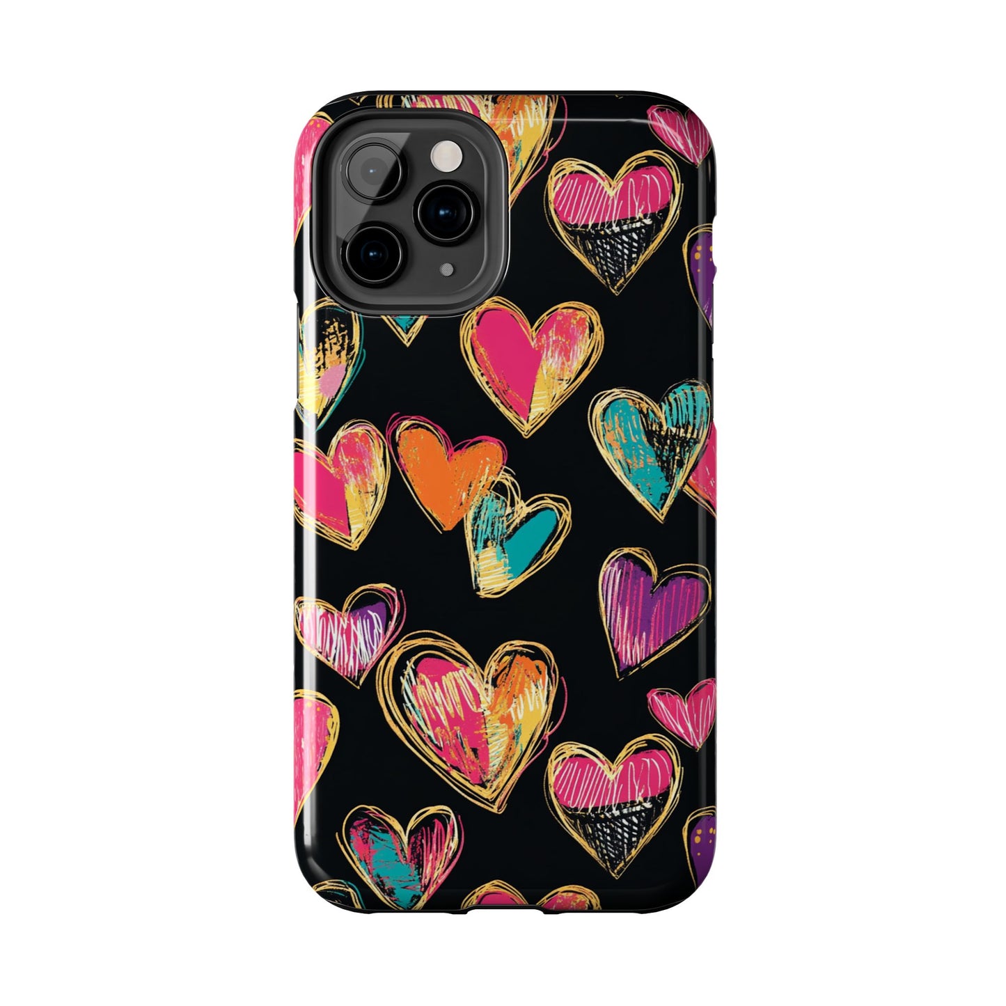 Love is in the Air | Colorful Chalk Hearts Design Phone Case
