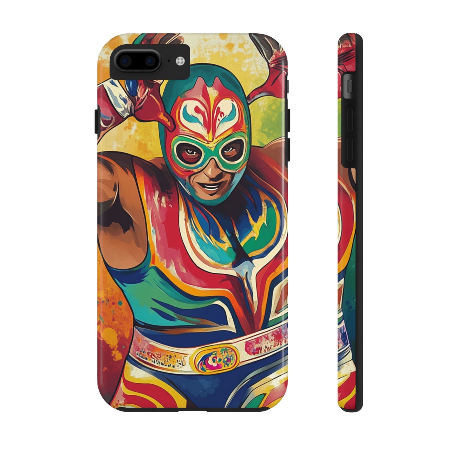 Colorful Lucha Libre Wrestler Tough Phone Case - Protective Phone Cover, Fun Wrestling Fan Gift, Vibrant Masked Wrestler Phone