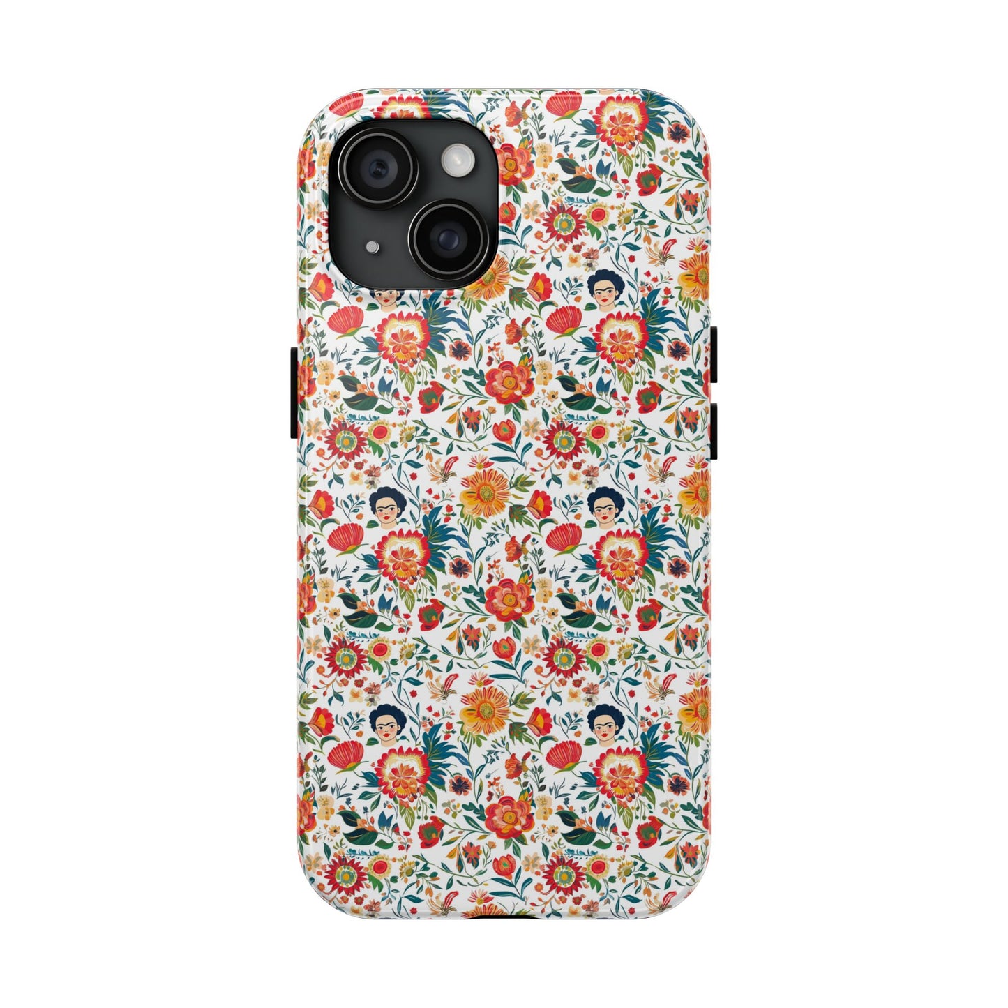Frida Collection | Colorful Frida Kahlo Tough Phone Case for iPhone, Protective Case, Hard Shell Cover, Shockproof Case, Flower Pattern, Floral Design